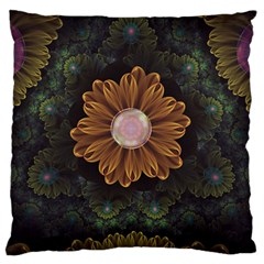 Abloom In Autumn Leaves With Faded Fractal Flowers Standard Flano Cushion Case (two Sides) by jayaprime