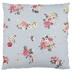 Floral Blue Large Flano Cushion Case (two Sides) by NouveauDesign