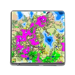 Painting Map Pink Green Blue Street Memory Card Reader (square) by Mariart