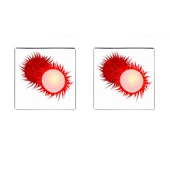 Rambutan Fruit Red Sweet Cufflinks (square) by Mariart