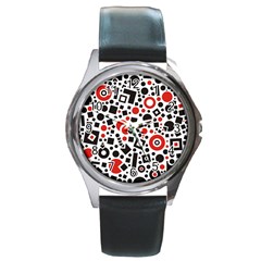 Square Objects Future Modern Round Metal Watch by Celenk