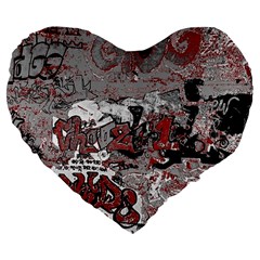 Graffiti Large 19  Premium Flano Heart Shape Cushions by ValentinaDesign