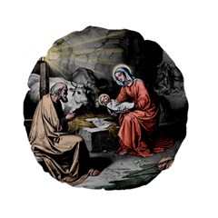 The Birth Of Christ Standard 15  Premium Flano Round Cushions by Valentinaart