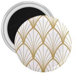 Art Deco, Beautiful,fan Pattern, Gold,white,vintage,1920 Era, Elegant,chic,vintage 3  Magnets by NouveauDesign