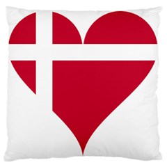 Heart Love Flag Denmark Red Cross Large Flano Cushion Case (two Sides) by Celenk