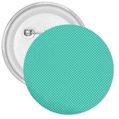 White Polkadot Hearts On Tiffany Aqua Blue  3  Buttons by PodArtist