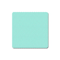 Tiffany Aqua Blue Chevron Zig Zag Square Magnet by PodArtist