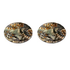 Texture Textile Beads Beading Cufflinks (oval) by Celenk