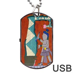 Mexico Puebla Mural Ethnic Aztec Dog Tag Usb Flash (one Side) by Celenk