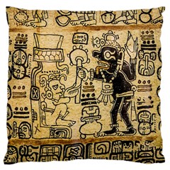 Mystery Pattern Pyramid Peru Aztec Font Art Drawing Illustration Design Text Mexico History Indian Standard Flano Cushion Case (one Side) by Celenk