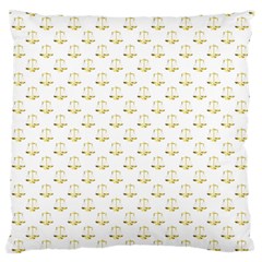 Gold Scales Of Justice On White Repeat Pattern All Over Print Large Flano Cushion Case (two Sides) by PodArtist