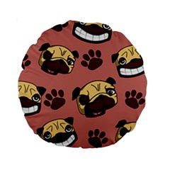 Happy Pugs Standard 15  Premium Round Cushions by allthingseveryone