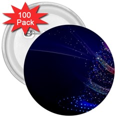 Christmas Tree Blue Stars Starry Night Lights Festive Elegant 3  Buttons (100 Pack)  by yoursparklingshop