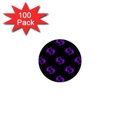 Purple Pisces On Black Background 1  Mini Buttons (100 Pack)  by allthingseveryone