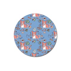 Dog Corgi Pattern Magnet 3  (round) by Celenk