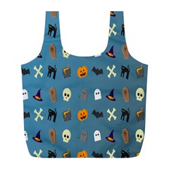 Halloween Cats Pumpkin Pattern Bat Full Print Recycle Bags (l)  by Celenk