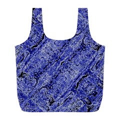 Texture Blue Neon Brick Diagonal Full Print Recycle Bags (l)  by Celenk
