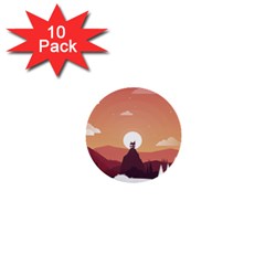Design Art Hill Hut Landscape 1  Mini Buttons (10 Pack)  by Celenk