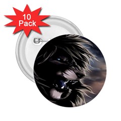 Angry Lion Digital Art Hd 2 25  Buttons (10 Pack)  by Celenk