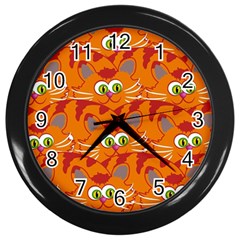 Animals Pet Cats Mammal Cartoon Wall Clocks (black) by BangZart