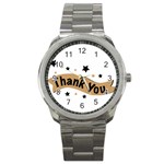 Thank You Lettering Thank You Ornament Banner Sport Metal Watch Front