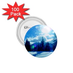 Ski Holidays Landscape Blue 1 75  Buttons (100 Pack)  by BangZart