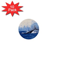 Whale Watercolor Sea 1  Mini Buttons (10 Pack)  by BangZart
