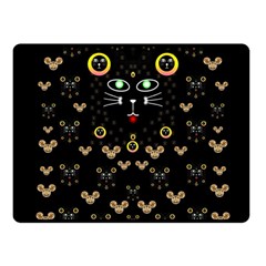 Merry Black Cat In The Night And A Mouse Involved Pop Art Fleece Blanket (small) by pepitasart