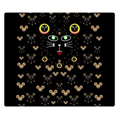 Merry Black Cat In The Night And A Mouse Involved Pop Art Double Sided Flano Blanket (small)  by pepitasart