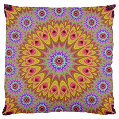 Geometric Flower Oriental Ornament Large Flano Cushion Case (one Side) by Celenk