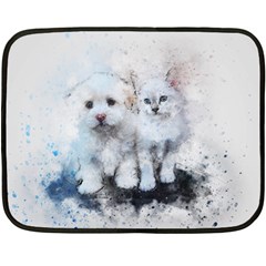 Cat Dog Cute Art Abstract Fleece Blanket (mini) by Celenk