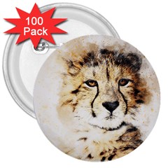 Leopard Animal Art Abstract 3  Buttons (100 Pack)  by Celenk