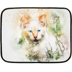 Cat Animal Art Abstract Watercolor Fleece Blanket (mini) by Celenk