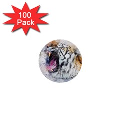 Tiger Roar Animal Art Abstract 1  Mini Buttons (100 Pack)  by Celenk