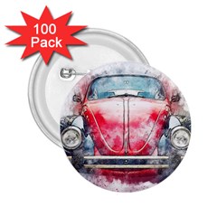 Red Car Old Car Art Abstract 2 25  Buttons (100 Pack)  by Celenk