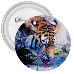 Tiger Drink Animal Art Abstract 3  Buttons by Celenk
