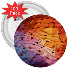 Music Notes 3  Buttons (100 Pack)  by linceazul