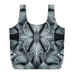 Fractal Blue Lace Texture Pattern Full Print Recycle Bags (L)  Back