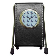 Deer Boots Teal Blue Pen Holder Desk Clocks by snowwhitegirl