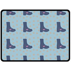 Deer Boots Teal Blue Fleece Blanket (large)  by snowwhitegirl