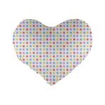 Blue Pink Yellow Eggs On White Standard 16  Premium Flano Heart Shape Cushions Back