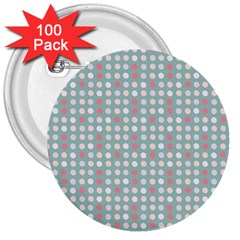 Pink Peach Grey Eggs On Teal 3  Buttons (100 Pack)  by snowwhitegirl