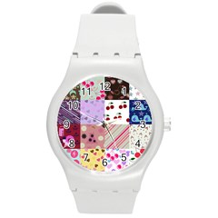 Quilt Of My Patterns Round Plastic Sport Watch (m) by snowwhitegirl