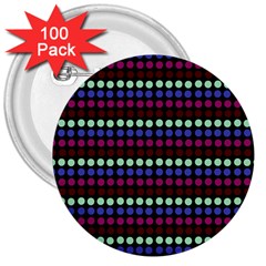 Multi Black Dots 3  Buttons (100 Pack)  by snowwhitegirl