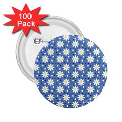 Daisy Dots Blue 2 25  Buttons (100 Pack)  by snowwhitegirl
