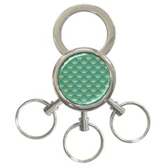 Teal,beige,art Nouveau,vintage,original,belle Époque,fan Pattern,geometric,elegant,chic 3-ring Key Chains by NouveauDesign