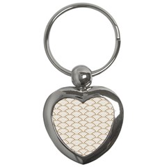 Gold,white,art Deco,vintage,shell Pattern,asian Pattern,elegant,chic,beautiful Key Chains (heart)  by NouveauDesign
