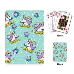 Magical Happy Unicorn And Stars Playing Card by Bigfootshirtshop