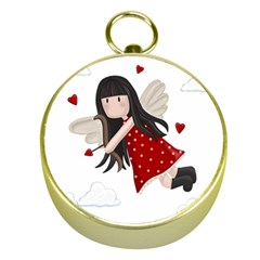 Cupid Girl Gold Compasses by Valentinaart