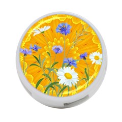 Flowers Daisy Floral Yellow Blue 4-port Usb Hub (two Sides)  by Nexatart